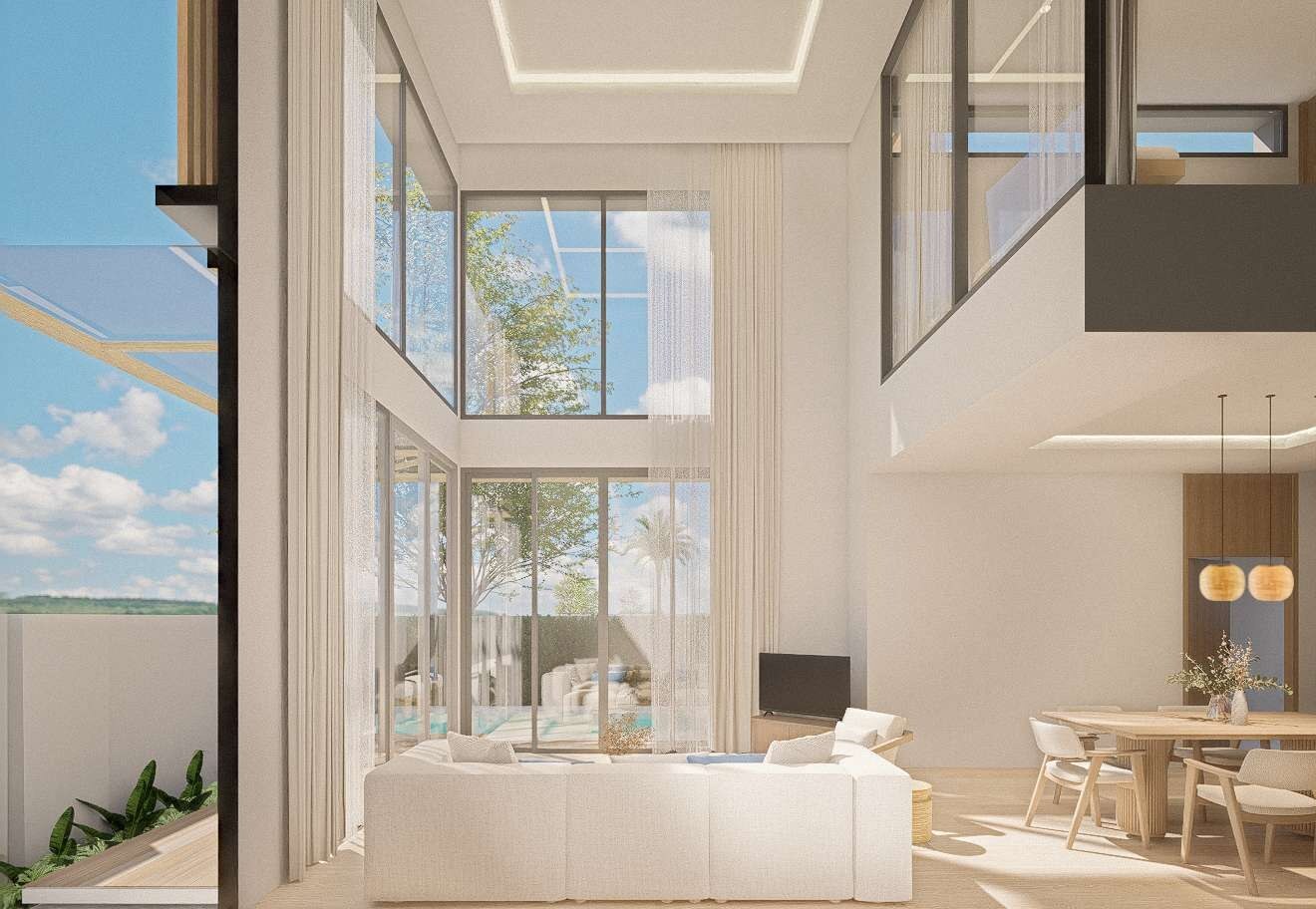Type C double-height living room