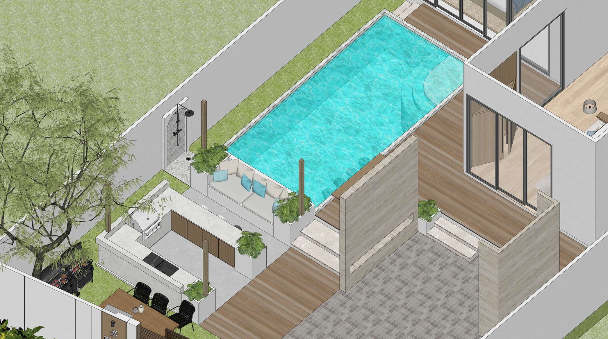 Type B BBQ area isometric